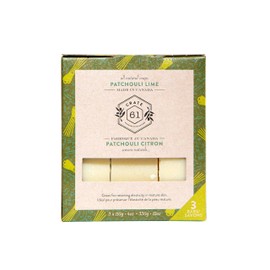 Jabón de lima de pachulí de Crate 61, paquete de 3, 100% vegano, con aroma a aceites esenciales de primera calidad, para hombres y mujeres, cara y cuerpo. Fabricante certificado ISO 9001