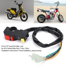 Motorcycle Switch, Engine Start Stop Switch Handlebar Ignition Handlebar Switch On/Off Starter Fit for 50cc/110cc/125cc Pit Quad Dirt Bike