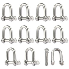 Pack of 10 M6 Shackles Stainless Steel 304 Anchor Shackles Lock Shackle D Ring Shackle Straight for Rigging Steel Cable Cords Chains Shackle 6 mm