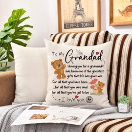 Hardeson To My Grandad Birthday Gifts, Cushion Covers Gifts for Grandad, Fathers Day Pillowcases Gifts for Grandad from Grandchildren, Happy Birthday Presents for Grandad