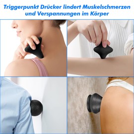 Zocipro Set of 4 Trigger Point Pusher with Suction Cup, Round Fascia Ball, 4 and 6 Trigger Points, Trigger for Muscle Pain and Tension of the Back, Neck, Arms, Shoulders