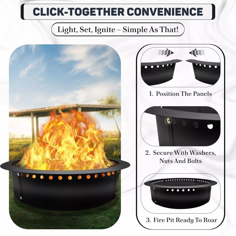 FEBTECH Smokeless Firepit Ring 45" OD & 39" ID for