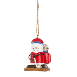 Ganz Midwest Smores Snowman Festive Holiday Décor Red and White 3 x 2 Inch Resin Decorative Hanging Christmas Ornament, Golf