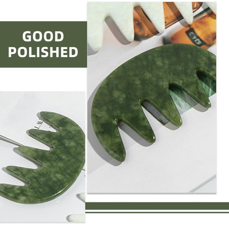 Healeved Scalp Massager Creative Wide Tooth Comb Gua Sha Jade