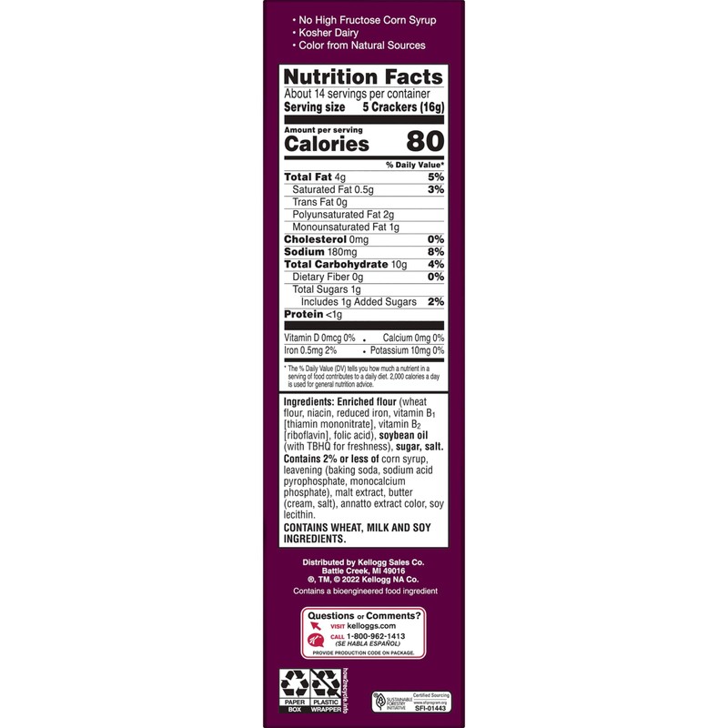 Toasteds Crackers, Party Snacks, Lunch Snacks, Classic Buttercrisp, 8oz Box