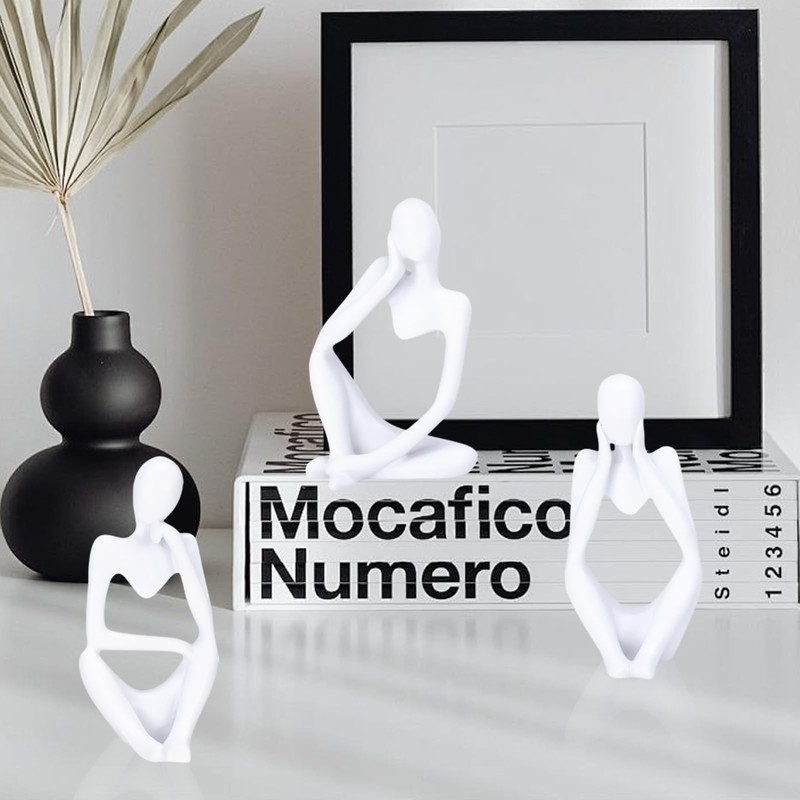 TenaLucy Pack of 3 Thinker Sculpture, Thinker Statue Modern Figures