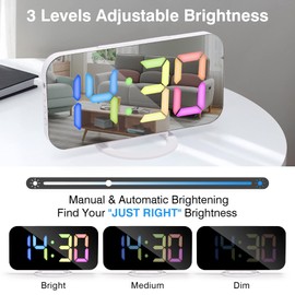 Sukeen Wecker Digital, Digitaler Wecker mit Große LED, Uhr Digital mit Farbnummern, Ohne Ticken, 3 Helligkeitsstufen, Dual USB-Ports, Snooze, 12/24Hr, Moderner Tischuhr für Wohnzimmer Schlafzimmer