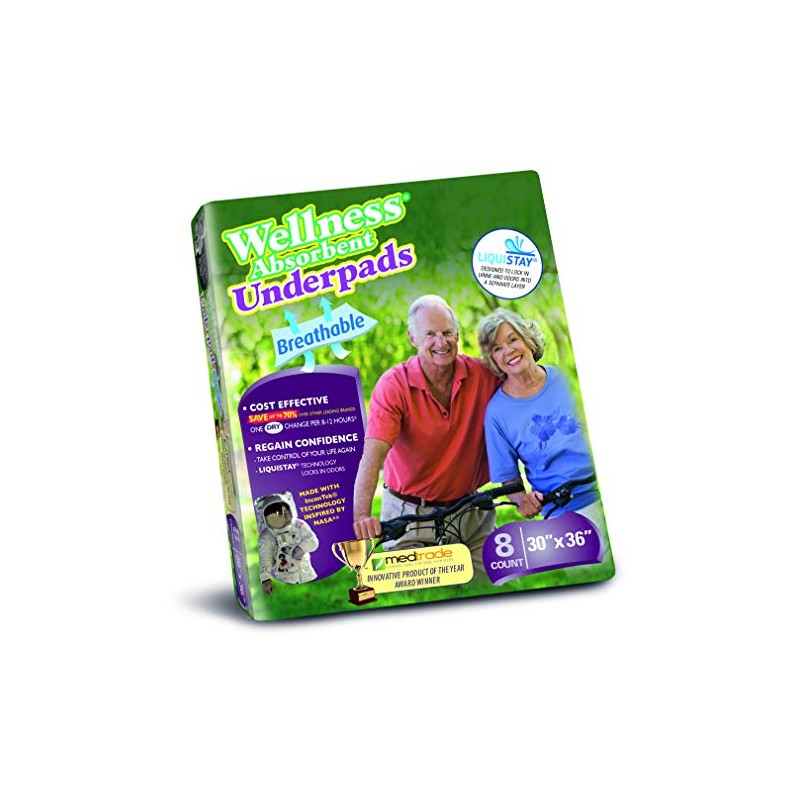 Unique Wellness® Absorbent Under Pads, 8 Count – Made with