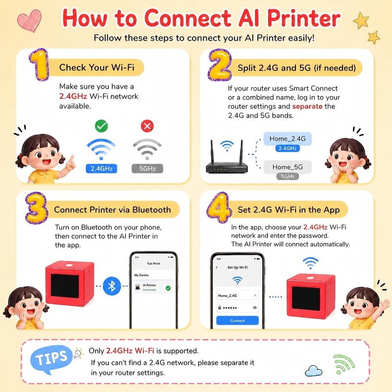 AI Voice Sticker Maker for Kids, Mini Inkless Thermal Printer,