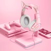 Headphone Pink Gaming Headset with Removable Cat Ears, with Surround