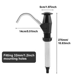 Reicyfang Caravan Sink Water Hand Pump, Hand-Operated Galley Water Pump, Double Action Camping Trailer Motorhome Replacement Pumping Tool for Camping Trailer, Motorhome, Work Vehicles(Black)