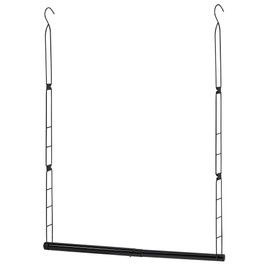 STORAGE MANIAC Hanging Closet Rod, Adjustable Width and Height Closet Hanging Organizer, Space-Saving Clothes Hanging Bar, Closet Extender Hanging Rod Double Closet Hanging Rod, 1 Pack Black