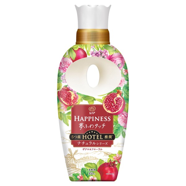 Lenor Happiness Yume Fuwa Touch Fabric Softener, Natural Series, Pomegranate & Floral Body, 15.9 fl oz (450 ml)