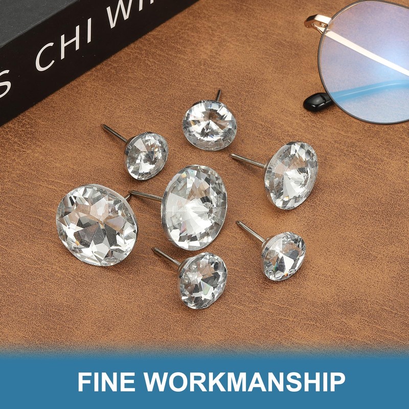 sourcing map 25 Pcs Crystal Upholstery Tacks 25mm Diamond Upholstery