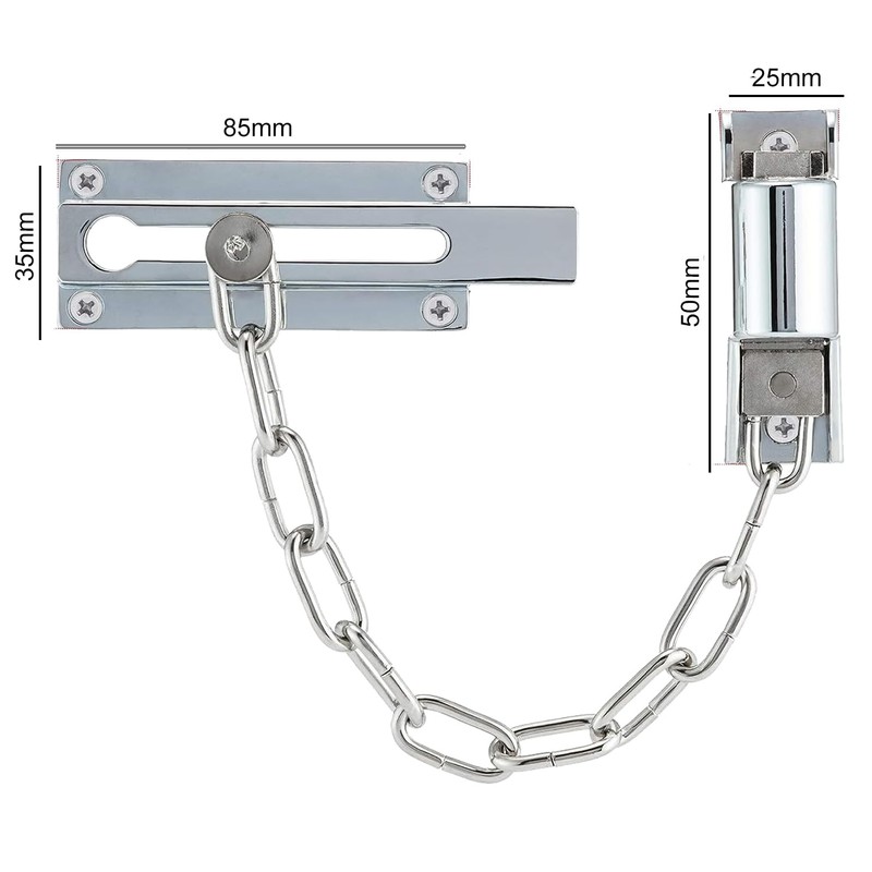 Door Security Chain Lock Polished Chrome Security Chain with Door