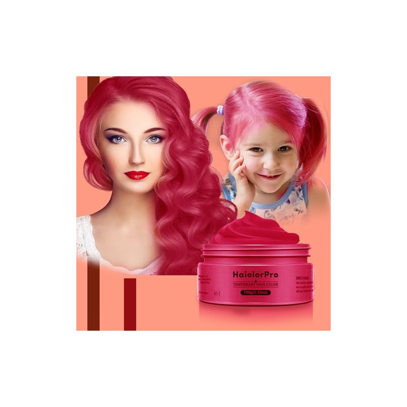 HaiolorPro Red Temporary Hair Colour Dye Wax Washable,Hair Coloring Products
