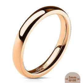 Coolbodyart Ring Steel Unisex Red Gold 3mm Wide Classic Line Dome Band High Gloss Polished Available Ring Sizes 46 (14.5) - 61 (19.5) - Steel, red gold