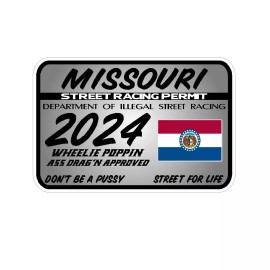 SAFETY DECAL UNLIMITED Missouri Street Racing Permit Car Truck Window Sticker Drag Racing Sticker Decal