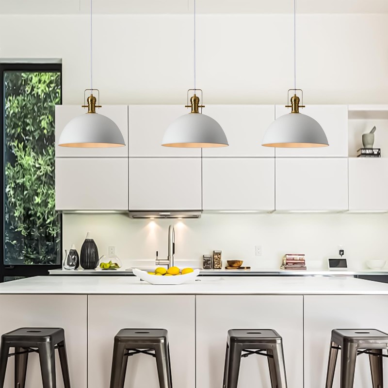 ALAISLYC 12 Inch Sandy White Farmhouse Pendant Lights Pendant Lights