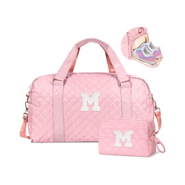 Elilier Weekender Bags for Women, Gifts for kids 8-12, Initial Girls Bag, Sports Gym Bag for Girls Teens, Travel Bag, Overnight bag Sleepover Bags Dance Bag, Tween Girls Gifts for Kids