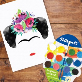 Pelikan Washable Watercolor Paint and Brush Set, 12 Colors, 1 Each (07501215)