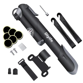 Diyife Mini Bomba de Bicicleta con Manómetro [120 PSI][Juego Completo],Bomba de Bola con Aguja,Kit de Parche Sin Pegamento,Tapas de Válvula de Ciclo y Montaje Bastidor para Válvula Presta y Schrader
