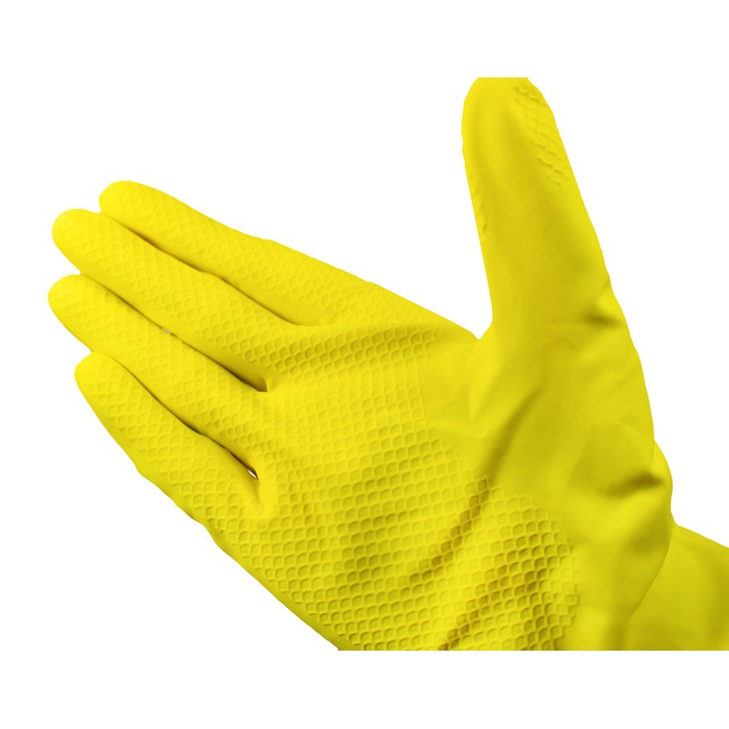 Romed Household Gloves Yellow 100% Natural Latex (Size: L, 12