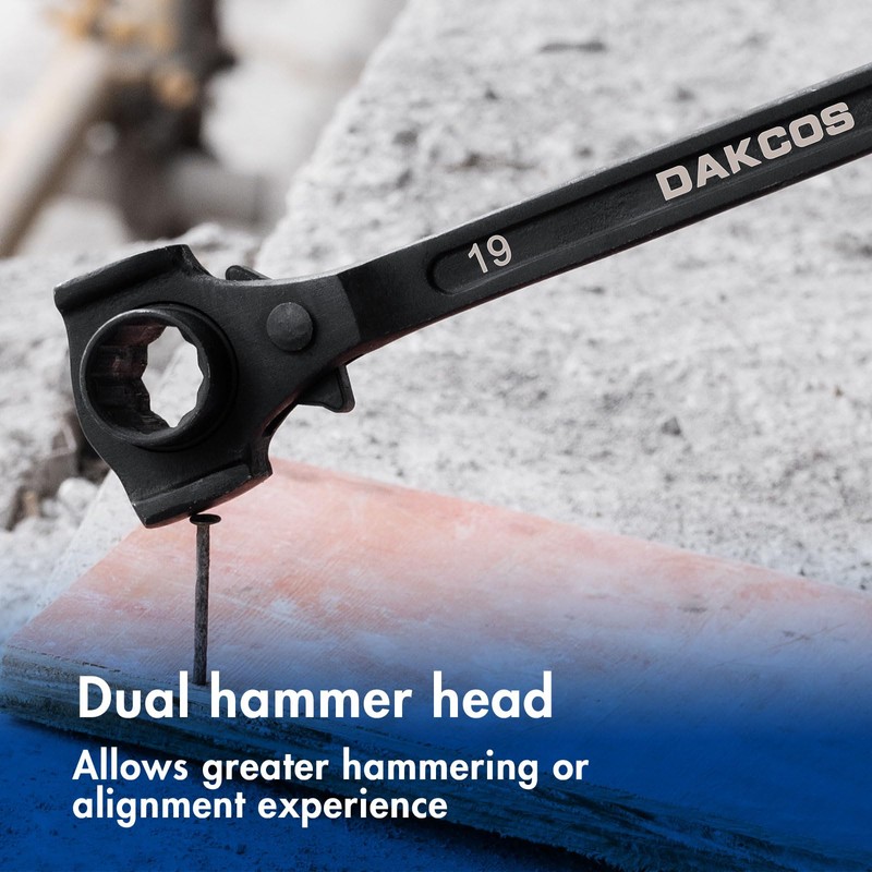 DAKCOS 3/4" x 7/8" Ratchet Spud Wrench with Hammer Head,