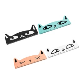 Operitacx Unique Wooden Cat Ruler 4pcs Set Precision Measuring Tool for Boys and Girls School Art