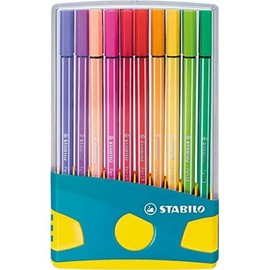 STABILO 68 ColorParade Premium Felt Pen, in Turquoise/Yellow, 20 Desk Set, with 20 Different Colours