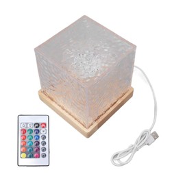 RGBW Light LED Colourful Night Light Table Lamp Acrylic Remote Control USB Plug Water Ripple with Remote Control for Home Bedroom Living Room (Square 16 Colours)