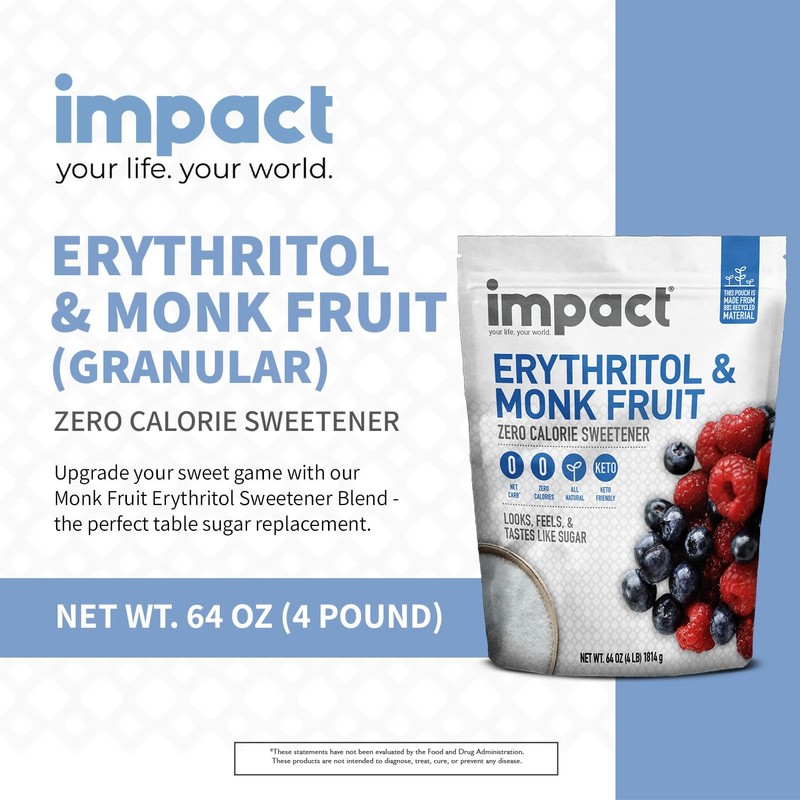 Impact White Monk Fruit & Erythritol Sweetener Blend - Gluten