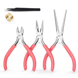 3 Piece Jewellery Pliers for Women - Needle-Nose Pliers, Round Pliers, Side Cutters, Jewellery Pliers Set, Ideal for Jewellery Making & Repair of Earrings, Necklaces, Beads & Bracelets