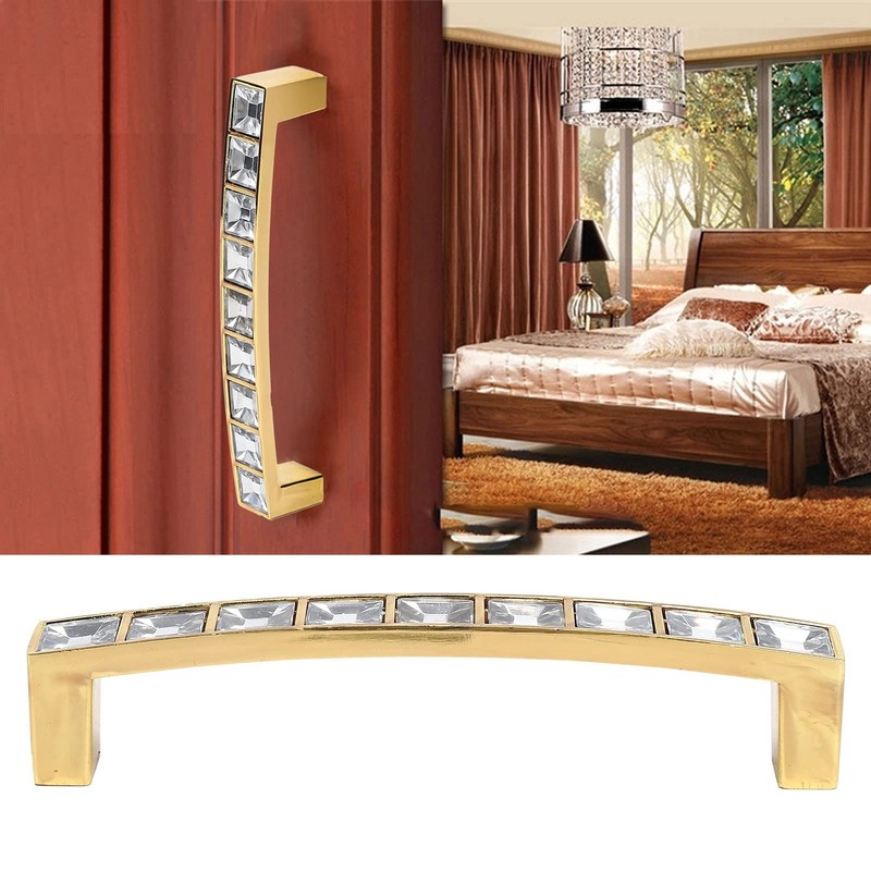 Crystal Pull Modern Cabinet Handle Bling Gold Zinc Alloy Drawer