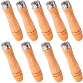 SmallCat 9 PCS Wooden File Handles with Strong Metal Collars, Large Wood Handle for 10" - 12" File, Screwdriver Hand Drill File Handle