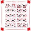 Canada Day Face Temporary Tattoos,10 Sheets Red and Sliver Canada