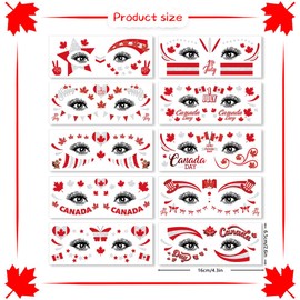 Canada Day Face Temporary Tattoos,10 Sheets Red and Sliver Canada Flag Maple Leaf Butterfly Party Supplies Fake Tattoos Waterproof Face Art Sticker for Canadian National Day and Patriotic Party Favor Accessories