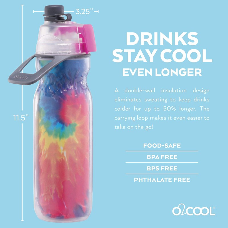 O2COOL ArcticSqueeze Insulated Mist 'N Sip Water Misting Bottle -