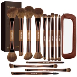 Maange Brochas De Maquillaje Profesional Set 13pzs, Kit De Brochas Para Maquillaje Alta calidad Con Bolsa De Cosméticos, Juego De Brochas Para...     