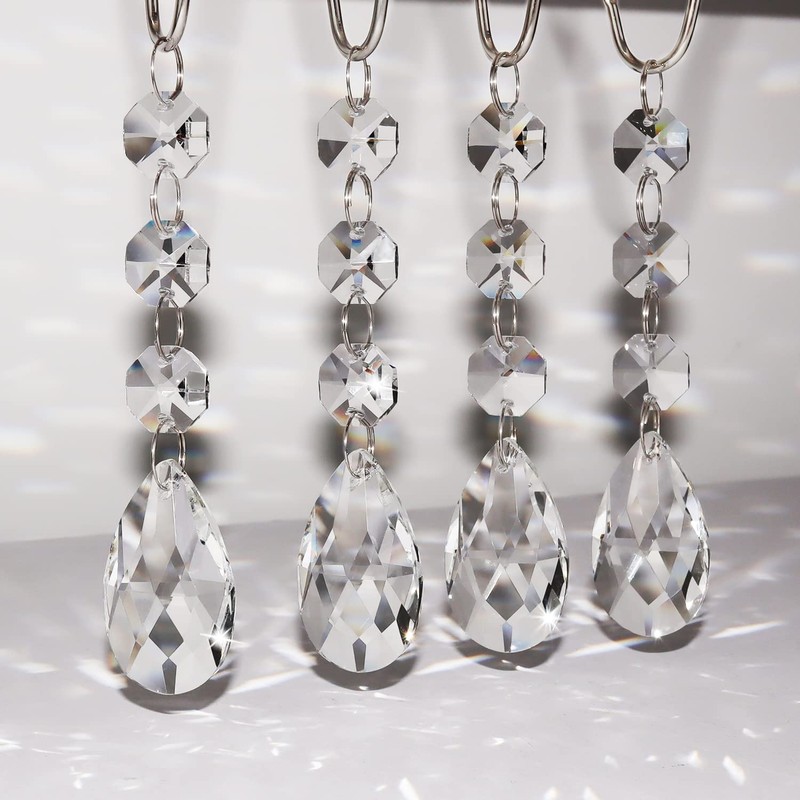 Yapicoco Shower Curtain Hooks Rings for Bathroom, 12PCS Gemstone Crystal