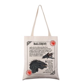 Zuo Bao Dragon Lover Tote Bag GOT Inpired Gift Dragon Balerion Shopping Bag Fantasy Movie Book Lover Gift (Balerion)