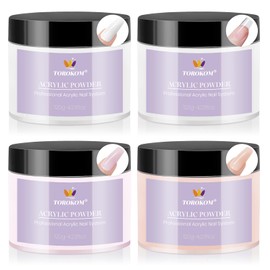 TOROKOM Acrylic Powder, Large 120g/4.23oz Capacity Professional Acrylic Nail Powder for Nail Extension, Nail Carving, Long-Lasting, No Nail Lamp Needed (Nude + Pink + Clear+ White, One Size)