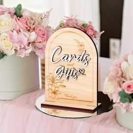KOYILTD Rustic Wooden Wedding Signs (7.1 x 5 Inches) for Reception, Table Decor, Wedding Shower, Rustic Wedding Decor