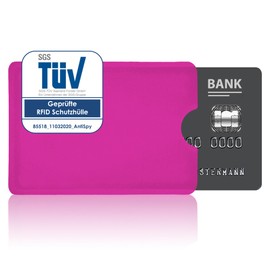 AntiSpyShop RFID Protective Case, TÜV Approved, NFC Blocker - Credit Card, Bank EC Card, Health Insurance Card (Pink)
