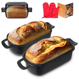 COWORM 10x5 Cast Iron Loaf Pan with Lid - 2 in 1 Bread Pans for Baking Homemade Sourdough Bread