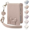 Shirizu Pass Case with Reel, ID Card Holder, Leather, Cute,