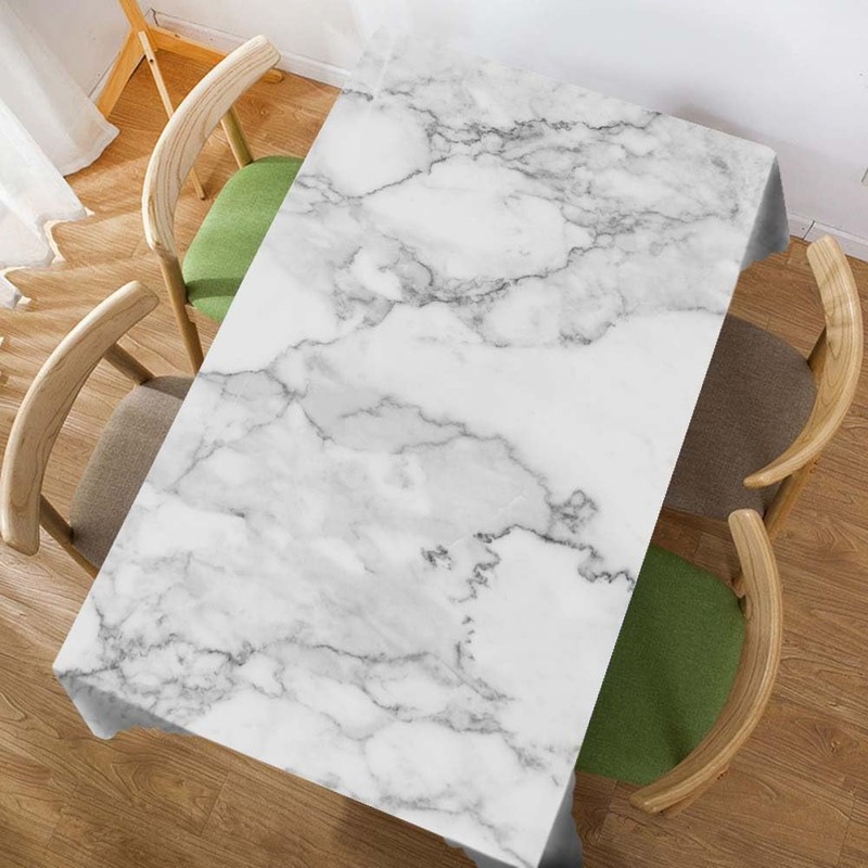 Walmsco Tablecloth White Gray Marble Decor For Dining Room Kitchen