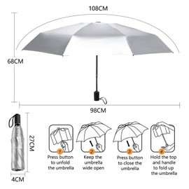CUBY Sun UV Umbrella Folding Travel Compact Umbrella Reinforced Windproof Strong Frame Waterproof UV Proof Slip-Proof Handle Small Folding Backpack Easy Carry for Sunny Rainy