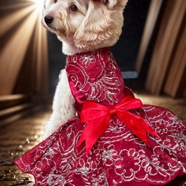 JcDuDoi Lolita Luxury Dog Princess Dress for Small Dogs Girls,Embroidered Sweet Pet Clothes Wedding Birthday Party Puppy Dresses,Cat Apparel Accessories Costumes Outfit Skirt（Red,X-Small）