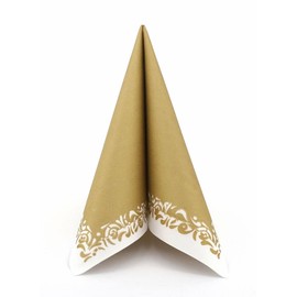 50 Napkins Fabric-Like – Romantic; Colour: Gold, Size: 40 x 40 cm